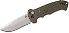 Gerber 06 Push Button AUTO 10th Anniversary Folding Knife 3.8'' S30V Stonewash Plain Blade, OD Green Aluminum Handles - 30-001263N